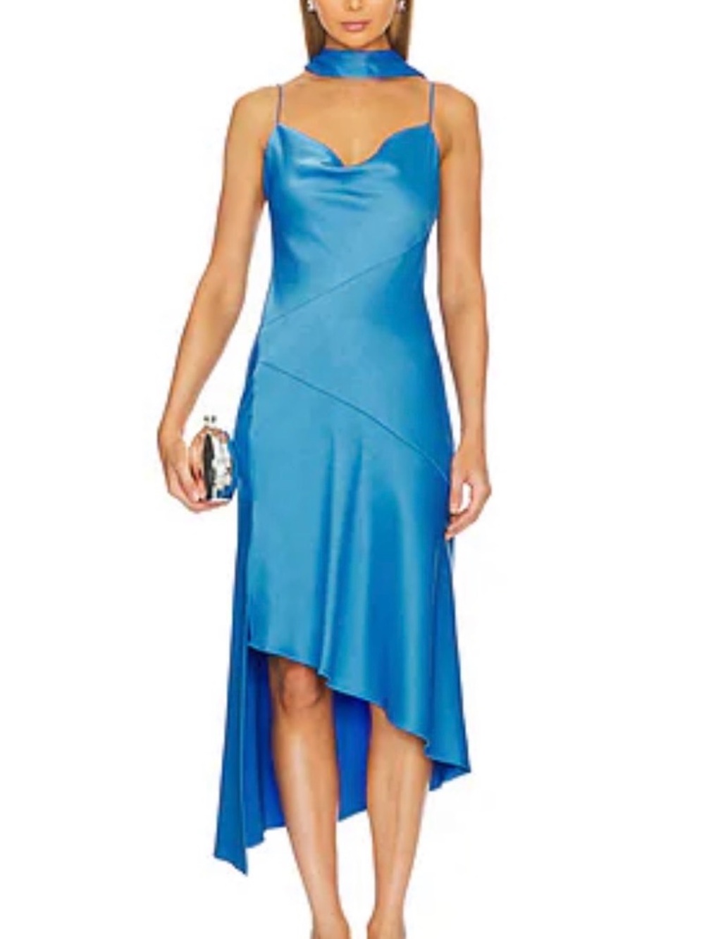 Alice and Olivia Harmony Slip Dress with Scarf - Blue